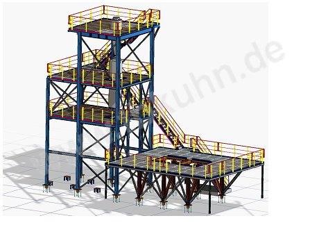 Sandwaschanlage Konstruktion 3D Modell Stahlbau