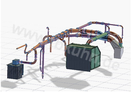 Entstaubungsanlage Konstruktion 3D Modell Anlagenbau